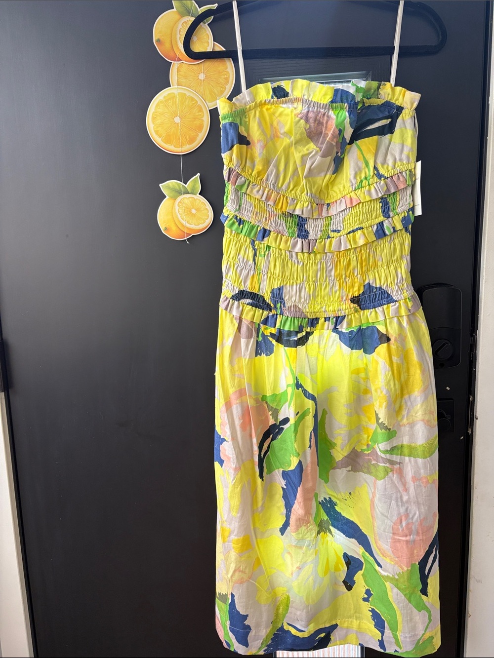 Free Assembly Yellow Floral Summer Sundress - Strapless Shirred Dress NWT